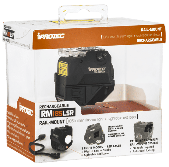 Rechargeable weapon mounted LED light and laser for handgun and rifle.